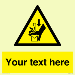 Custom warning hand crushing between press brake tool